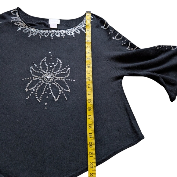 Central Park West Sweater NYE Glam Sequins Y2K Womens M Cashmere Silk Vintage - Picture 12 of 12